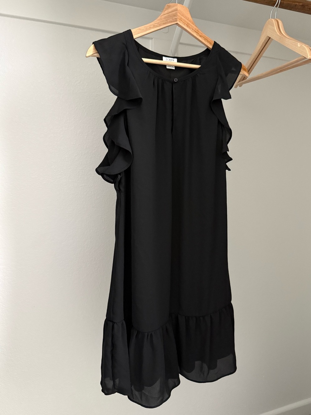 J. Crew Black Ruffle-Trim Mini Dress